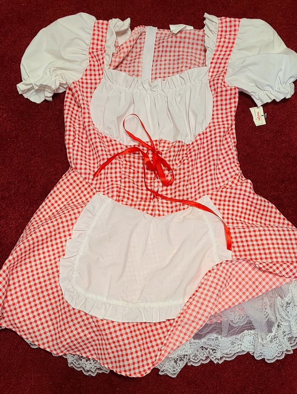 Red Riding Hood Dress Size L Red Check California Costume Square Dance